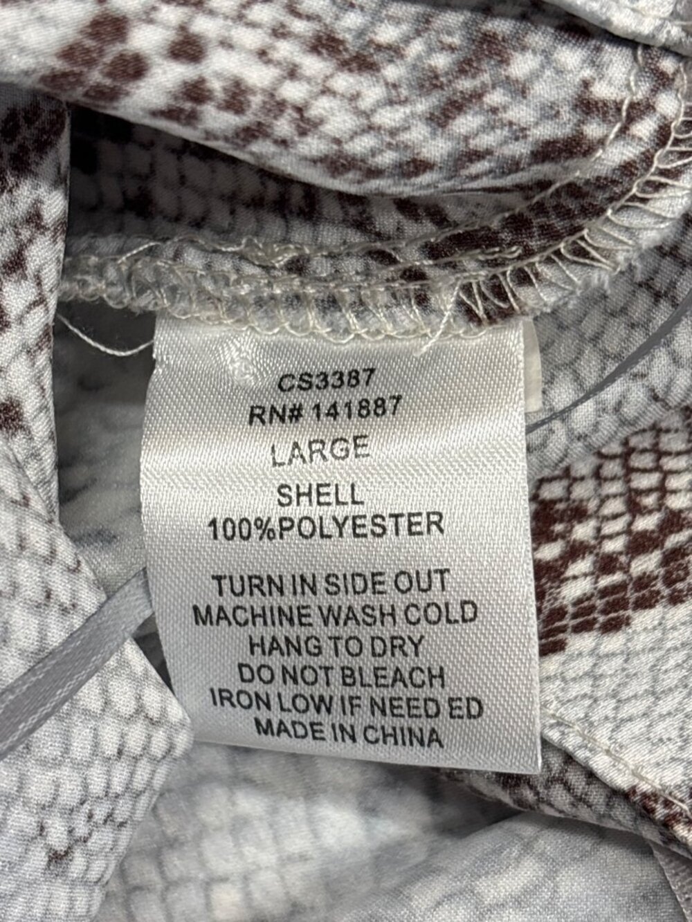 TCEC Midi Skirt Size L High Low Satin Reptile Print Faux Buttons Slit - Picture 8 of 8